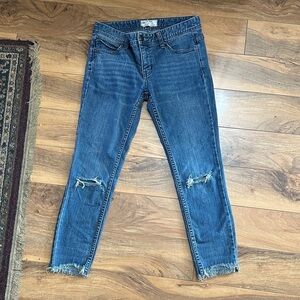Free People Distressed Ankle Jeans in Blue
